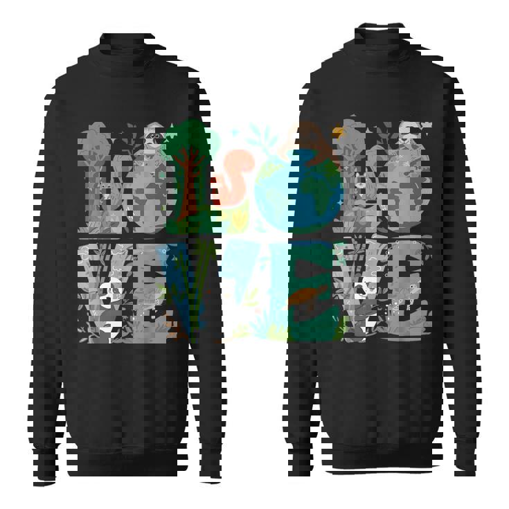 Love Earth Day Planet 2025 Anniversary Environmental Animals Sweatshirt