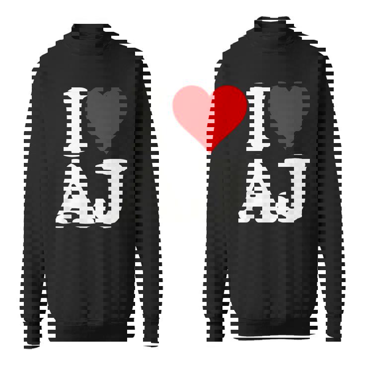 I Love Heart Aj AJ A J Initals Monograma Nombre Nombre Camisa de entrenamiento