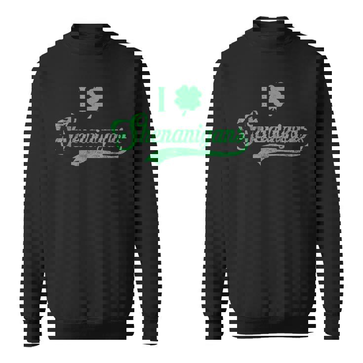 I Love Shenanigans Mixed Clover Shamrock StPatrick's Sweatshirt