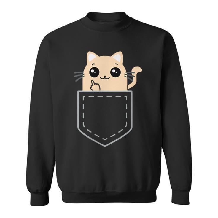 Lustige Katze Mittelfinger Stinkefinger Cat Kawaii Sweatshirt