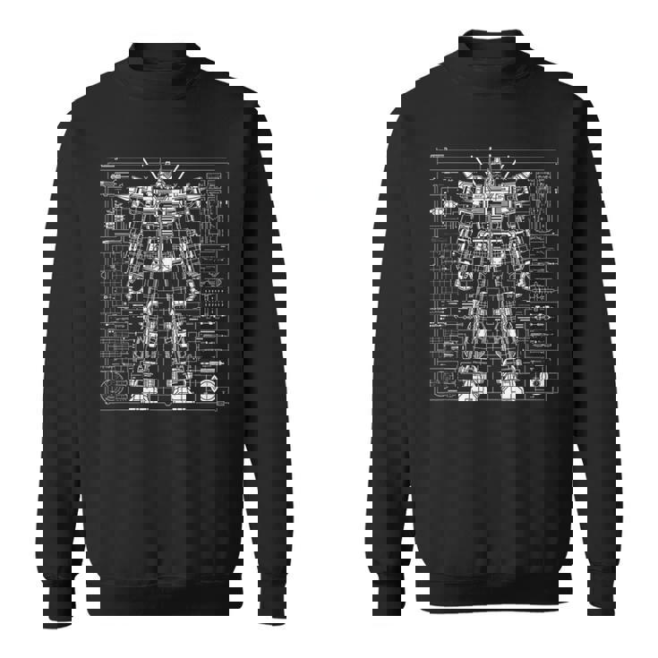 Mech Warrior Blueprint Shirt Mighty Tech Robot Fighter Sweatshirt