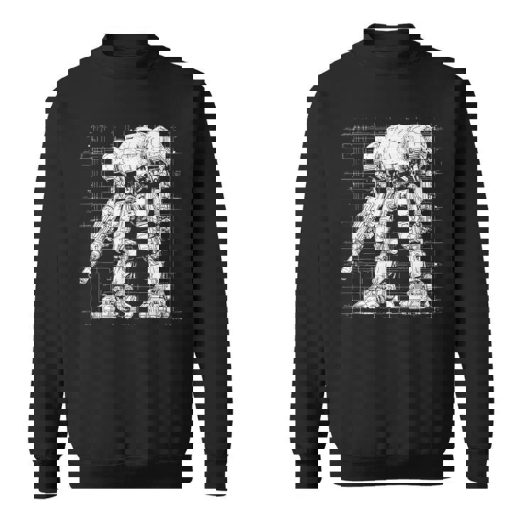 Mech Warrior Sketch Shirt Tech Robot Fighter Sweatshirt