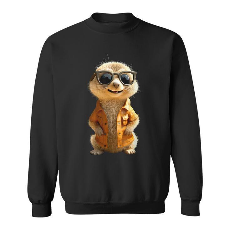 Meerkat With Sunglasses Animal Lovers Cute Surikate Sweatshirt