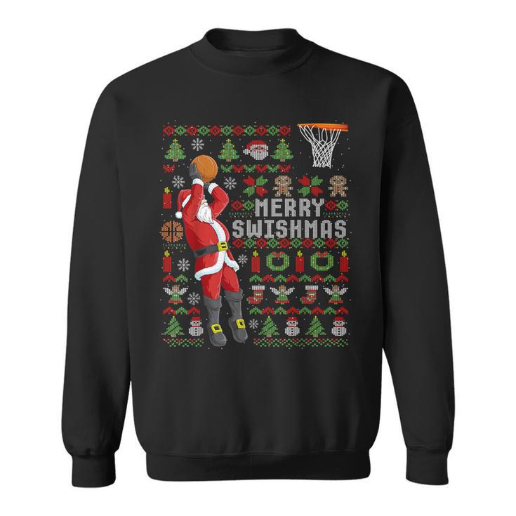 Merry Swishmas Ugly Christmas Basketball Christmas Sweatshirt