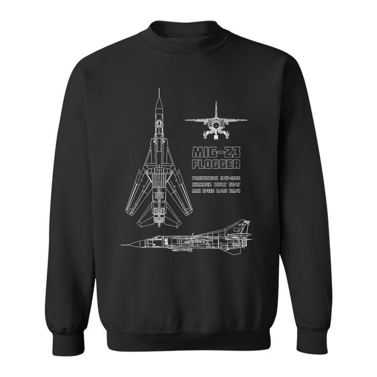 Mig-23 Russian Jet Fighter Plane Flogger Blue Pause Sweatshirt