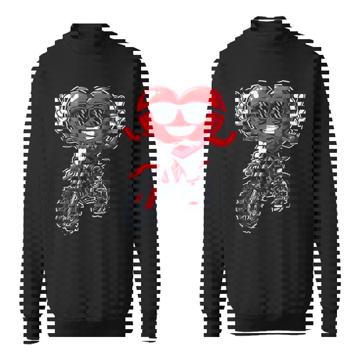 Motocross Heart Dirt Bike Valentines Day Motorcycle Boys Sweatshirt