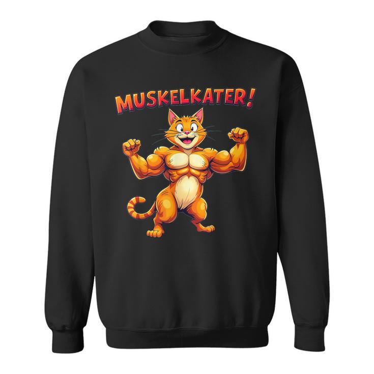 Muscle Soreness Cat Fitness With Cat Motif Sweatshirt