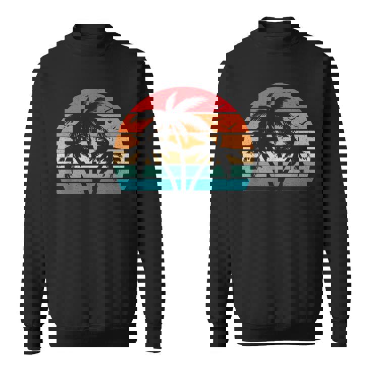 Palmera Tropical Hawaiana Retro Atardecer Hawaii Beach Camisa de entrenamiento
