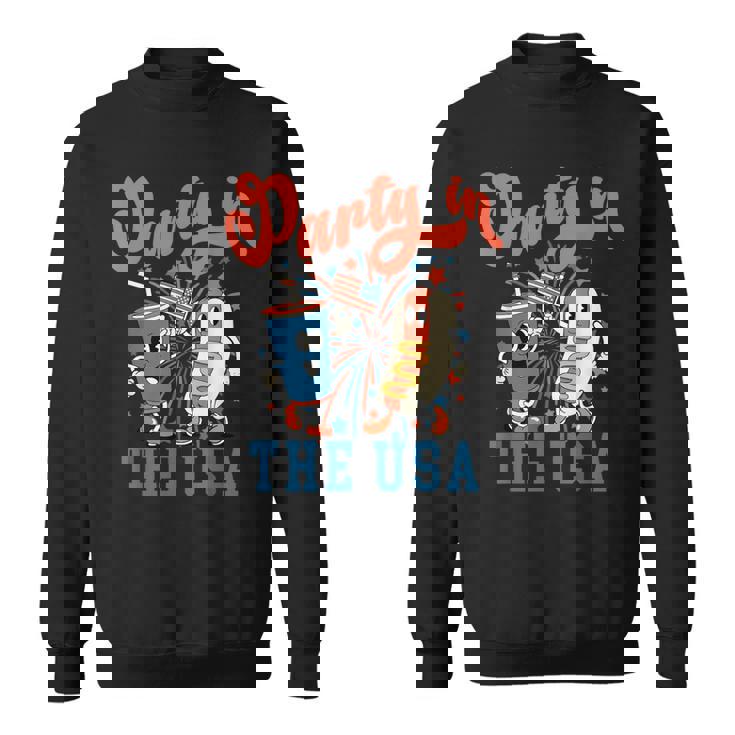 Party In The USA Hot Dog Fireworks American Flag 4th Of July Sweatshirt