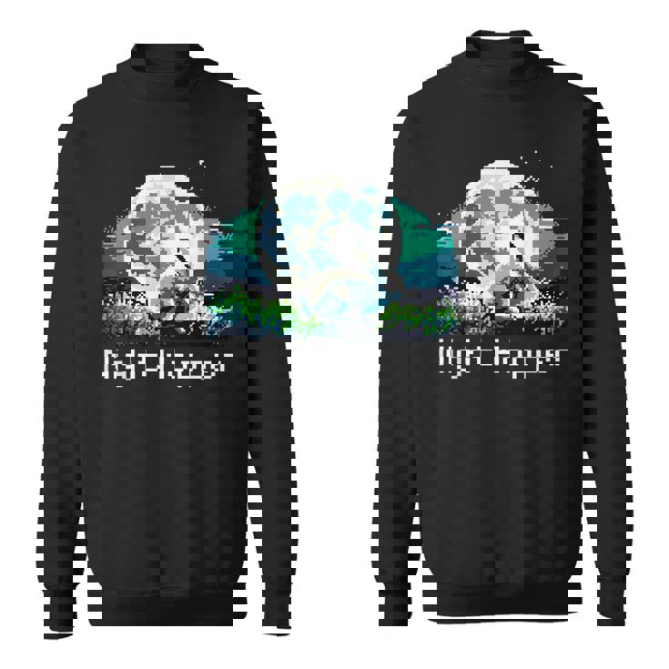 Rabbit Hare Animal Full Moon At Night Bunny 8-Bit Pixel Art Sweatshirt