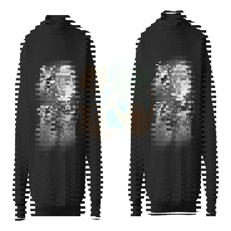 Raccoon 3 Racoons Howling At Moon Weird Meme Sweatshirt