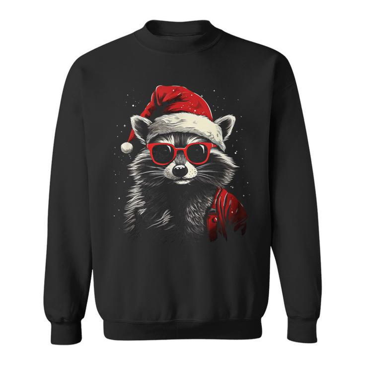 Raccoon With Christmas Hat Christmas Sweatshirt