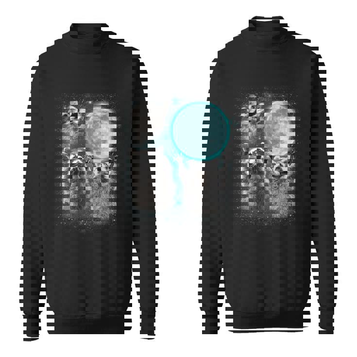 Raccoon Sweatshirt - Quirky Moonlit Trio Howl Design - Unisex