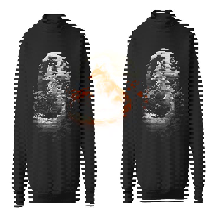 Renard Rouge Clair De Lune Japonais Sakura Fleur De Cerisier Sweater e