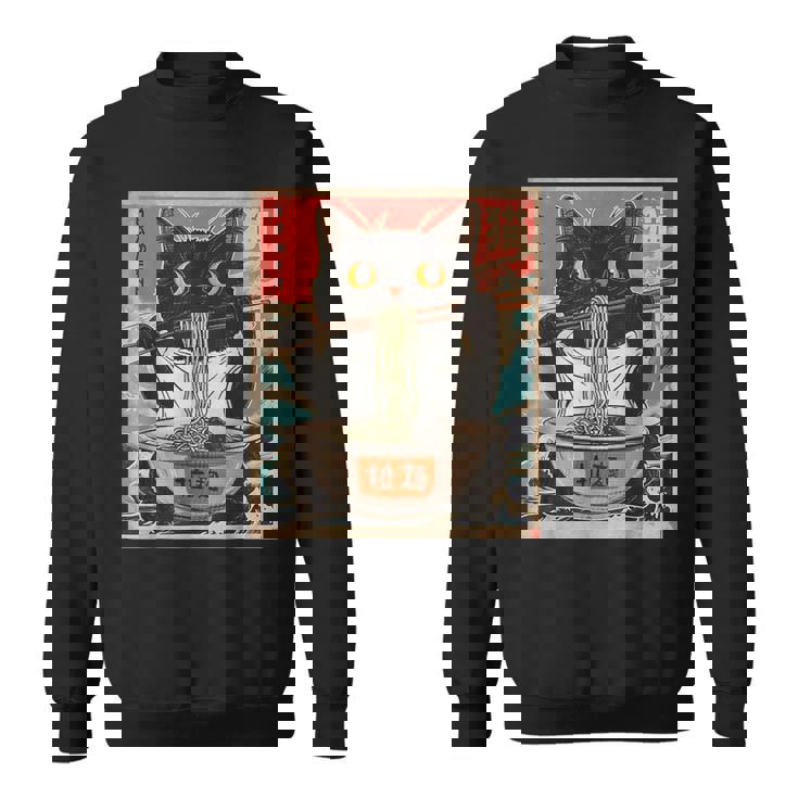 Retro Cat Ramen Japanese Graphic Kawaii Cat Anime Sweatshirt
