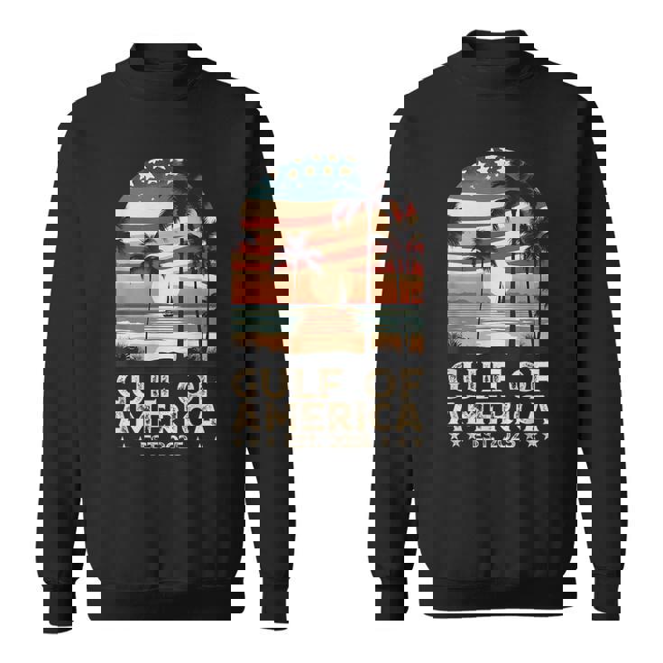 Retro Gulf Of Usa America Est 2025 American Flag Gulf Mexico Sweatshirt