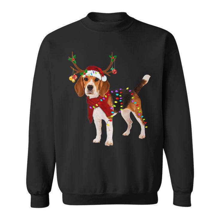 Santa Claus Beagle Reindeer Light Christmas Sweatshirt