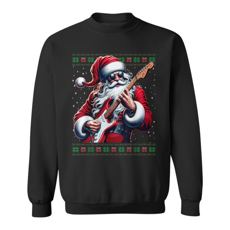 Santa Claus Guitar Ugly Christmas Jumper Sweatshirt