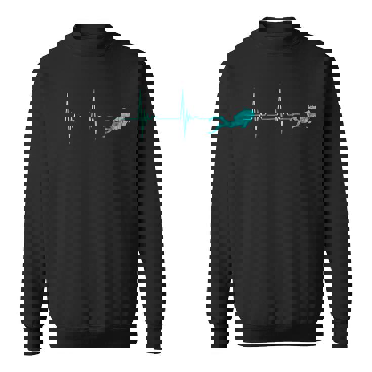 Scuba Diver Heartbeat Deep Diving EKG Pulseline Dive Sweatshirt