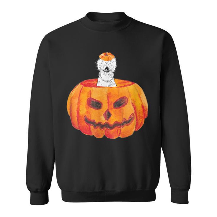Silkie Chicken Happy Halloween Pumpkin Farm Animal Lover Sweatshirt