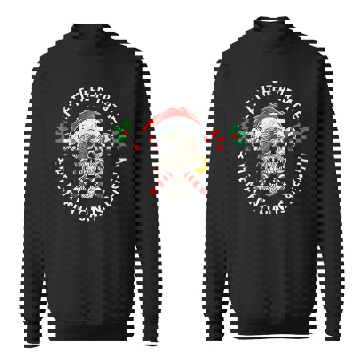 Skeleton Skull Santa Pirate Candy Cane Christmas Jolly Roger Sweatshirt