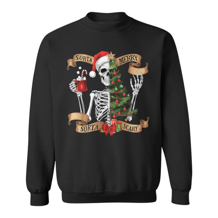 Sorta Merry Sorta Scary Christmas Skeleton Tree Men Sweatshirt