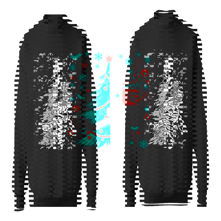 Sorta Merry Sorta Scary Christmas Skeleton Tree Santa Sweatshirt