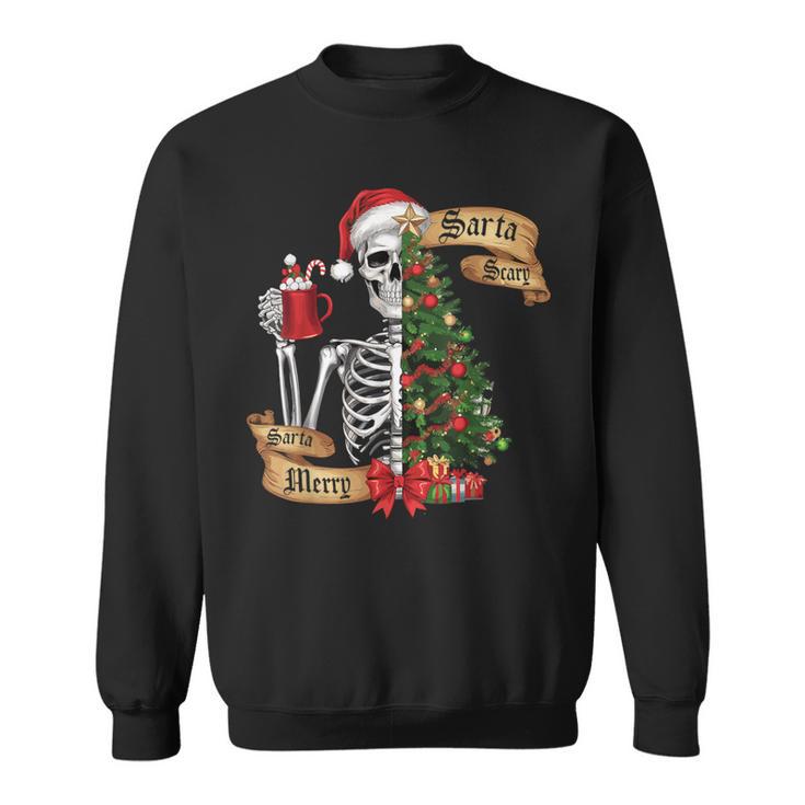 Sorta Merry Sorta Scary Christmas Skeleton Tree Xmas Sweatshirt