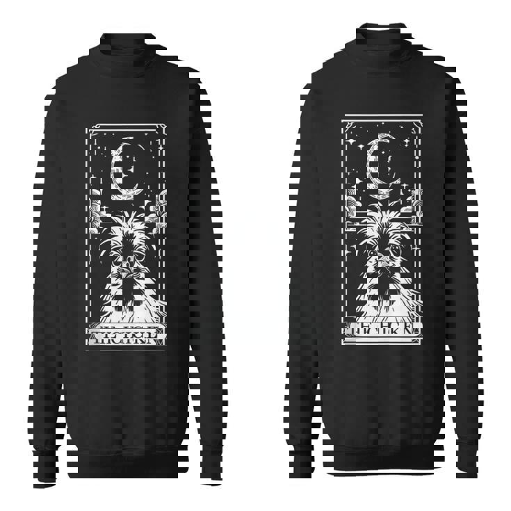 Tarot Card Vintage Crescent Moon Silkie Chicken Farm Animal Tank Top Sweatshirt
