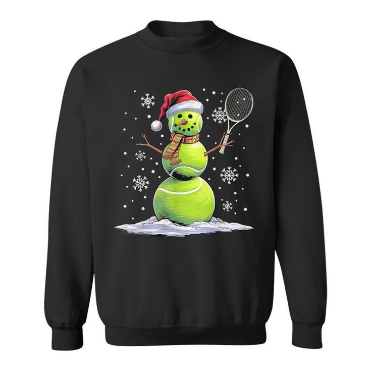 Tennis Snowman Tennis Player Santa Hat Christmas Sweatshirt