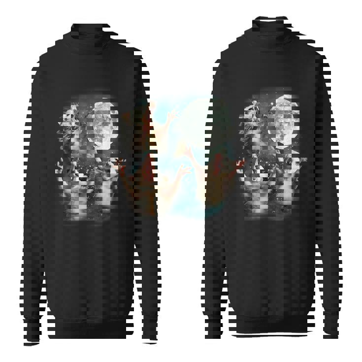 Three Possum Moon Sweatshirt - Quirky Meme Apparel for Fun
