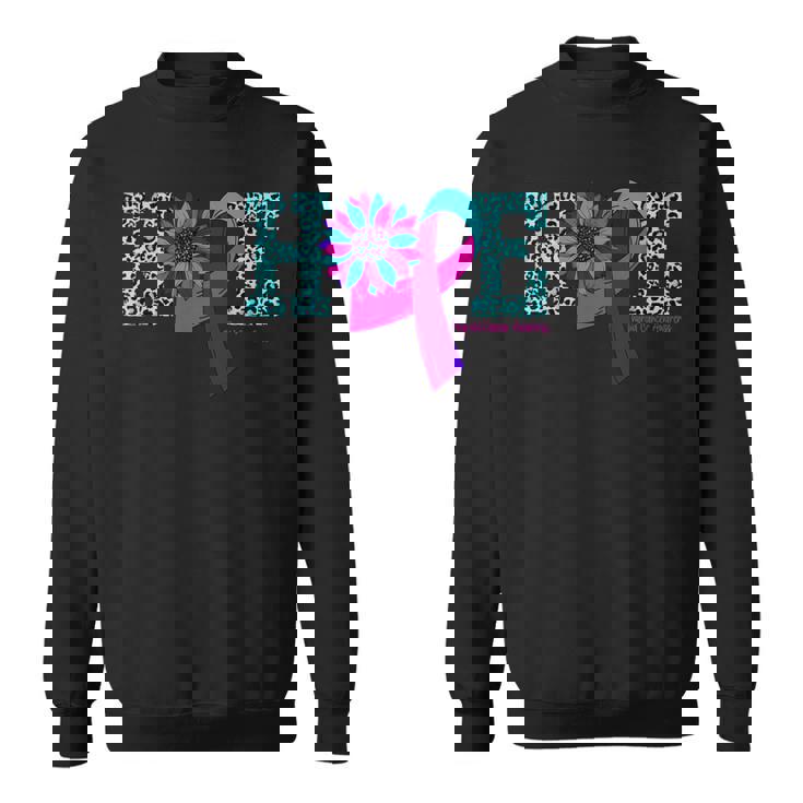 Thyroid Cancer Hope Ribbon Leopard Thyroid Awareness Sweatshirt