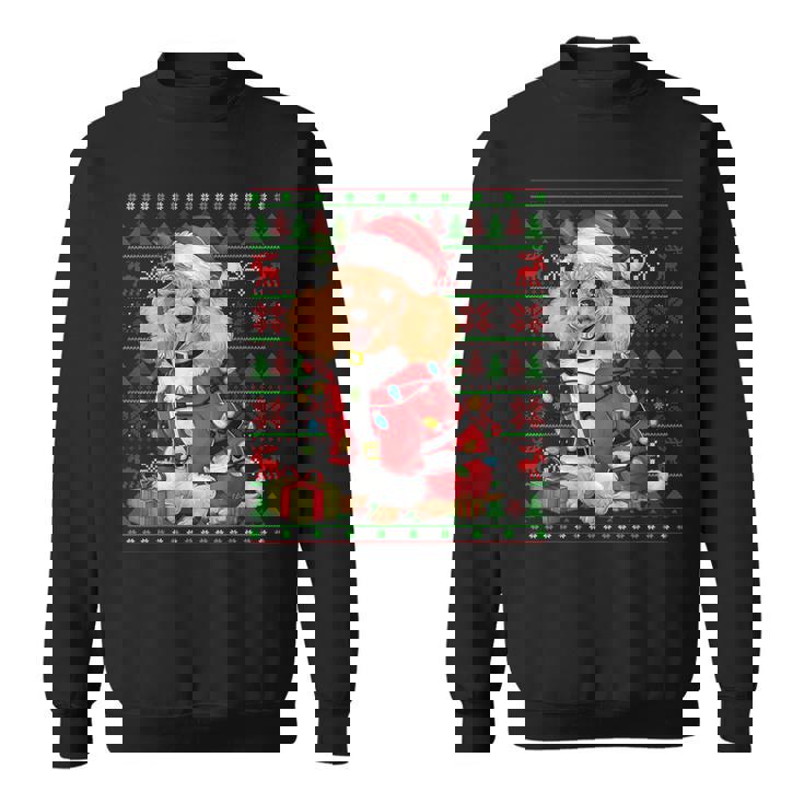 Toy Poodle Dog Xmas Lights Ugly Santa Toy Poodle Christmas Sweatshirt