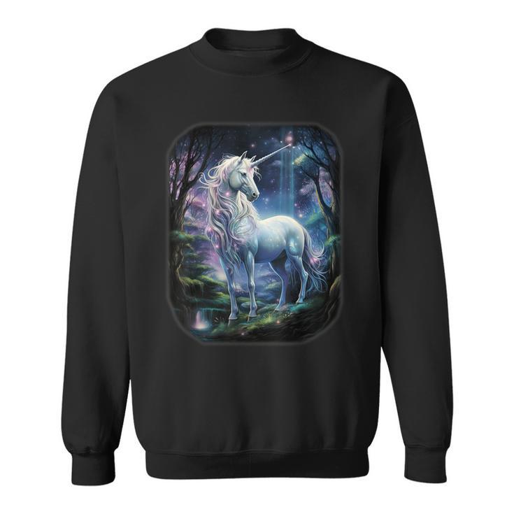 Unicorn Standing In The Forest Fantasy Nature Universe Sweatshirt