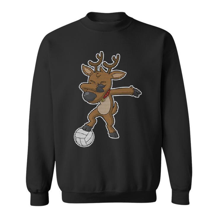 Volleyball Dabbing Reindeer Christmas Knit Pattern Dab Premium Sweatshirt