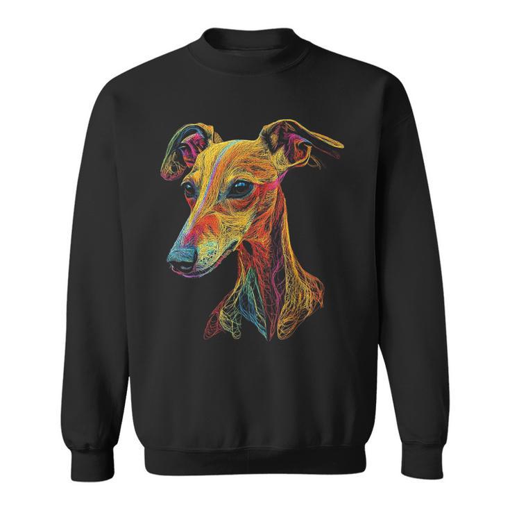 Whippet Dog Motif Pet Illustration Colourful Whippet Sweatshirt