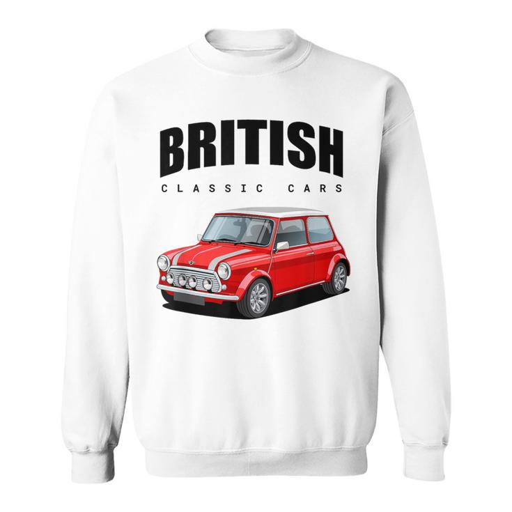 British Classic Car Red Mini Sports Car Gray Sweatshirt