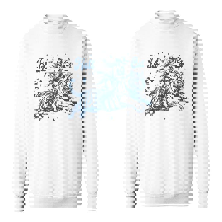 Cowgirl Riding Tiger Hell Cat Vintage Sweatshirt