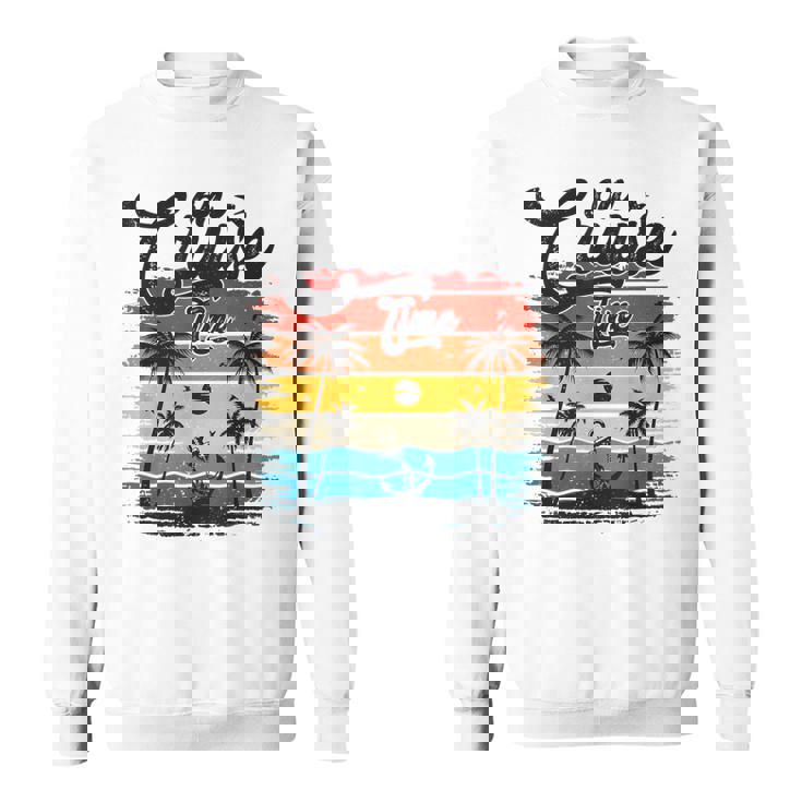 On Cruise Time Coconut Tree Graphic Summer Vacation Cruising Sweatshirt