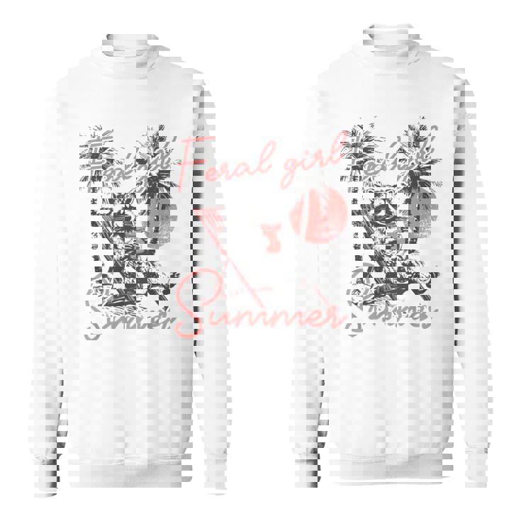 Feral Raccoon Summer Vacation Sweatshirt - Fun Meme Style