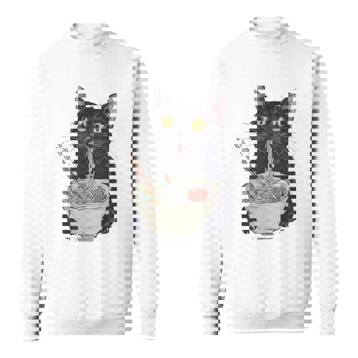 Cat Eating Ramen Vintage Japanese Noodles Sweatshirt