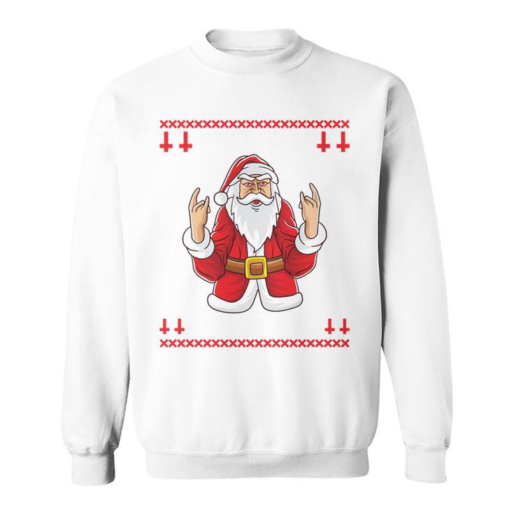 Heavy Metal Christmas Sleigher Hail Santa Claus Rock Music Sweatshirt