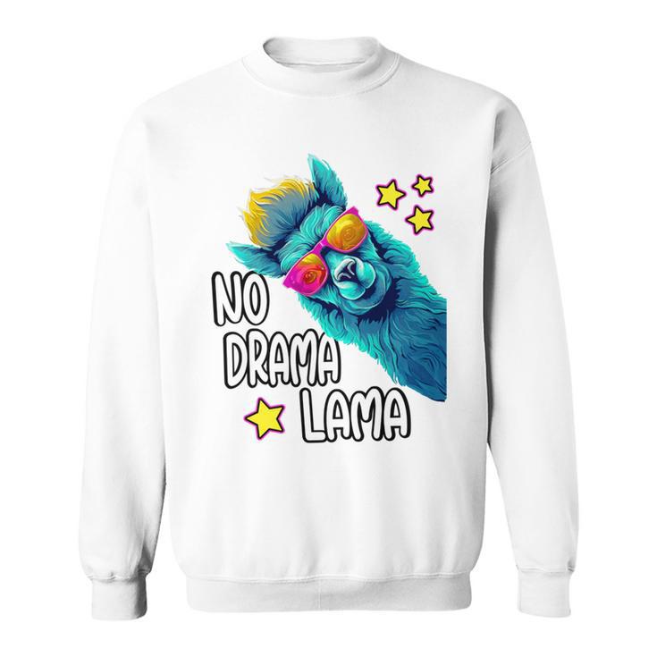 Lama No Drama With Sunglasses Cool Saying Alpaca Sweatshirt