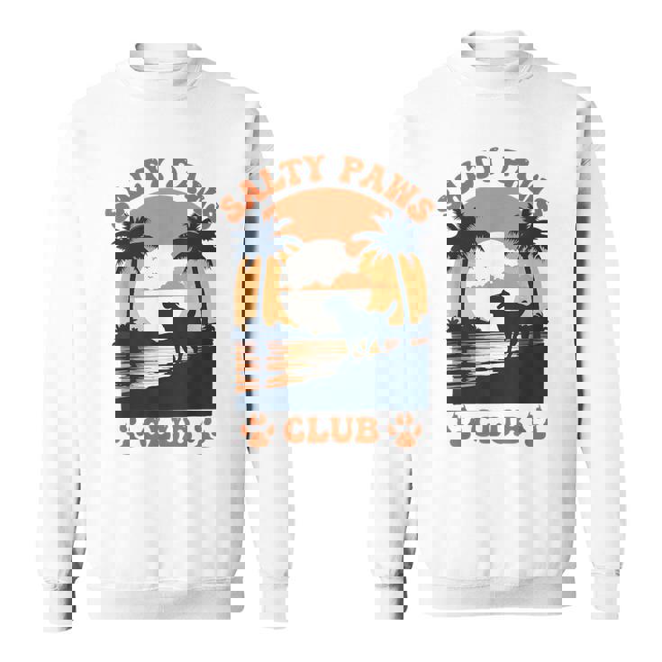 Retro Dog Beach Day Salty Paws Print Summer Ocean Sunset Sweatshirt
