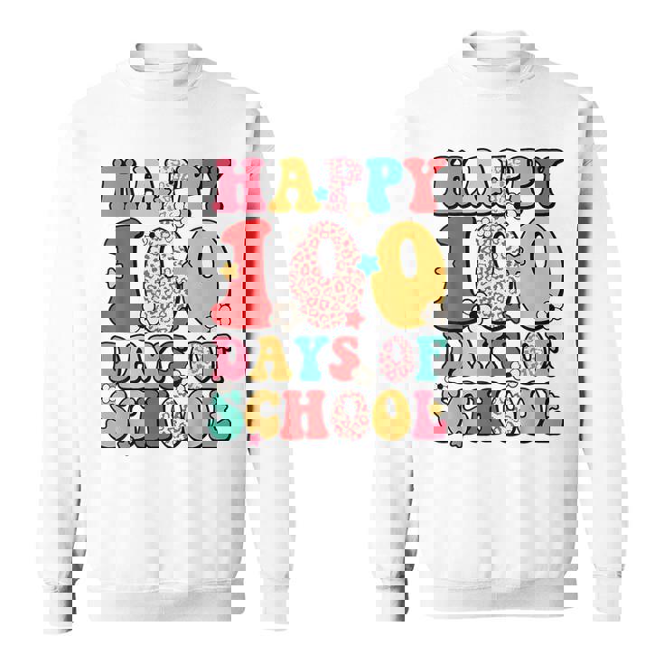 Retro Happy 100Th Day Of School Teachers Kid Happy 100 Days Sweatshirt