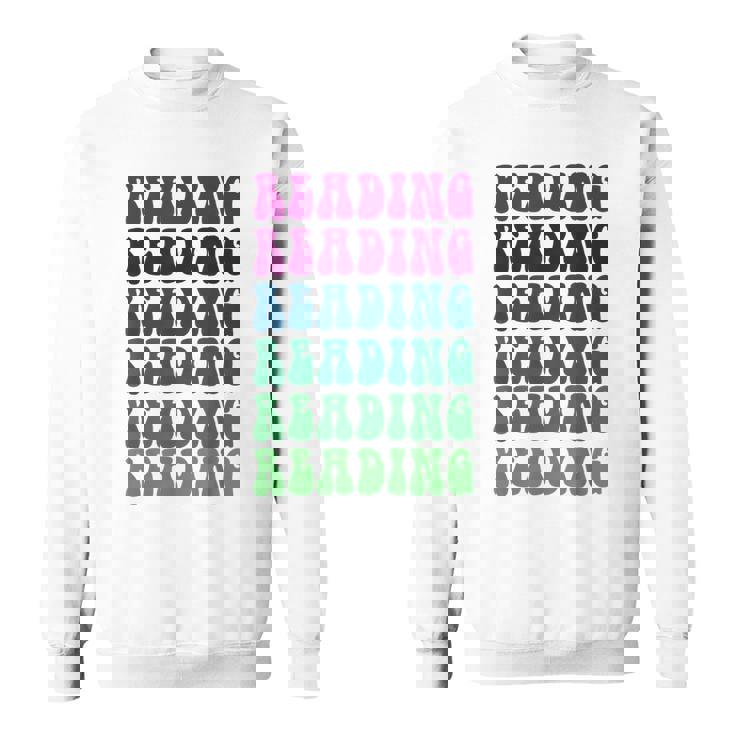 Retro READING Teacher Libraries Vibes Reading Teach Sweatshirt