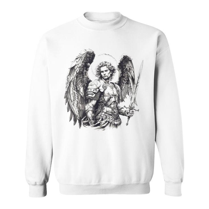 Saint Michael The Archangel Tattoo Style Sweatshirt