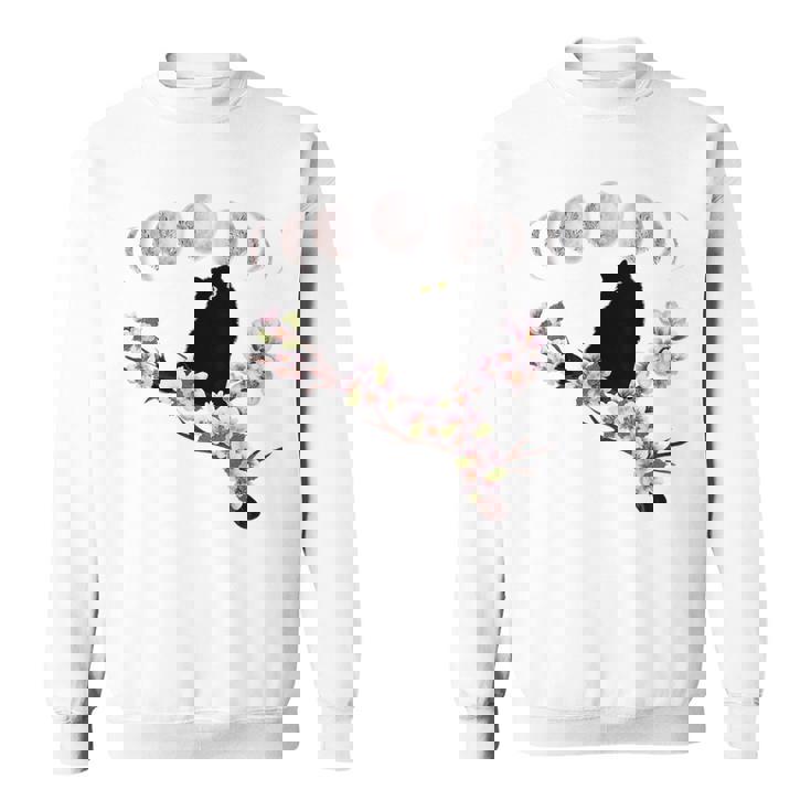 Sakura Chat Noir Fleurs Fleurs De Cerisier Phases Lunaires Sweater e