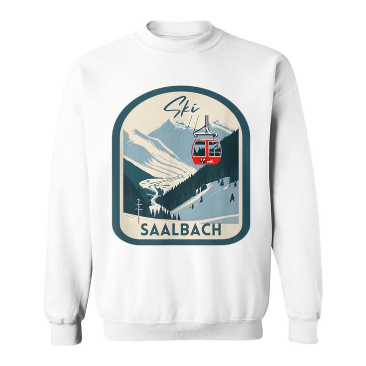 Ski Saalbach Retrointage Style Saalbach Skiing Gray Sweatshirt