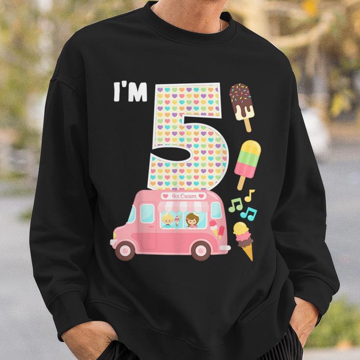 5Th Birthday Crew Ice Cream Truck I'm 5 Bday Ice Cream Party Camisa de entrenamiento Regalos para él
